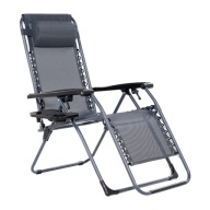 Leżak Ogrodowy wygodny Meven Mocny Składany Fotel Stolik Poduszka Szary