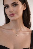 Naszyjnik srebrny 925 pozłacany 18K księżyc gwiazda cyrkonie 40+5 cm