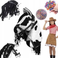 HOBBY HORSE GŁOWA KONIA NA KIJU PATYKU Z GRZYWĄ DZWIĘKI GRATIS SLIME 2W1