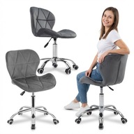 FOTEL BIUROWY OBROTOWY KRZESŁO DO BIURKA WELUROWE SZARE CARE LIFE 86X48CM