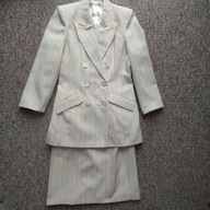 Garsonka damska wełniana na podszewce kremowa w czarne paseczki r.36