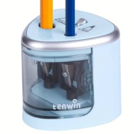 Temperówka elektryczna, podwójna, z pojemnikiem Tenwin niebieski