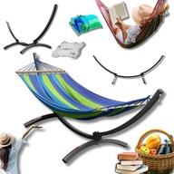 TRADYCYJNY HAMAK OGRODOWY DLA 2 OSÓB ZE STELAŻEM 280cm