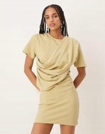 ASOS Zielona dopasowana sukienka mini z marszczeniem S