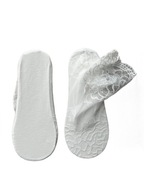 Skarpetki damskie z koronką, lekkie, przewiewne z kwiecistym wzorem, białe