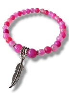 AG67 - Bransoletka kamienie AGAT różowe 17-18 cm