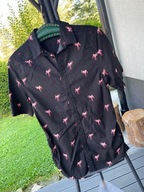 H Koszula Divided czerń flamingi chłopięca dziecko bawełna rozmiar XS