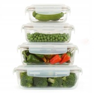ZESTAW 4X SZKLANE POJEMNIKI NA ŻYWNOŚĆ Z POKRYWKAMI ORGANIZER LUNCHBOX
