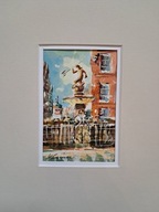 Suchomski Krzysztof Gdańsk Neptun Długi Targ akwarela sygnowana