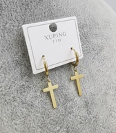 73219 Kolczyki złota stal chirurgiczna krzyżyk na kółku