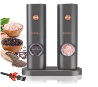 Szary Zestaw młynków sól i pieprz baterie AAA regulowany mechanizm mielący