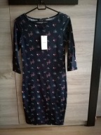 SUKIENKA krótka rozm XS granatowa kwiaty RESERVED