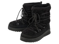 esmara Botki damskie śniegowce wysokie czarne z pluszu typu teddy 39