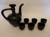 Karafka ceramiczna 6 kieliszków, kobaltowa karafka, ceramiczna karafka