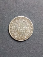 PAPIESTWO WATYKAN 10 SOLDI 1866 R PAPIEŻ PIUS IX SREBRO