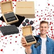 KAMIENIE DO DRINKÓW WALENTYNKI W DREWNIANYM OPAKOWANIU KOSTKI 12X PREZENT