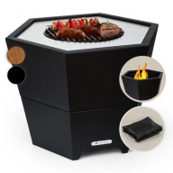 DUŻE PALENISKO OGRODOWE GRILL OGRODOWY OGNISKO RUSZT 60CM STAL POKROWIEC