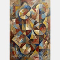 Abstrakcja farba olejna bryły koła obraz na płótnie 55x80 brązowy geometria