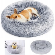 Miękkie Legowisko dla Psa Kota M, Włochate, Antypoślizgowe, Szare 60x60