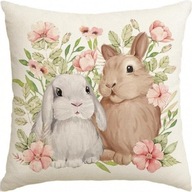 POSZEWKA NA PODUSZKĘ WIELKANOC DEKORACYJNA 45X45 CM ŚWIĄTECZNA ZAJĄCZEK