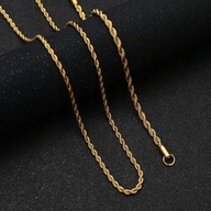 GRUBY NASZYJNIK ŁAŃCUSZEK POZŁACANY złoty kolor stal POZŁACANA 44cm 4mm