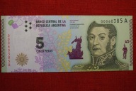 ARGENTYNA 5 PESOS, P-359, 2015, UNC