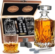 ZESTAW WHISKEY Prezentowy – Karafka 700ml + 2 Szklanki + Kamienie dla niego