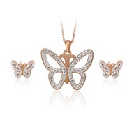 NA JUTRO Złoty Komplet MOTYL MOTYLEK Łańcuszek Pacc PUDEŁKO kolczyki stal