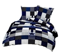 pościel z satyny 200x200 + 2x70x80 guzik S 56 Ala patchwork granat