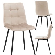 KRZESŁO TAPICEROWANE PIKOWANE WELUROWE DO SALONU JADALNI BEŻOWE PARMA