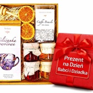 Kosz prezentowy Prezent na dzień babci i dziadka herbata miód
