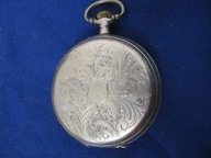 DOBRA CENA--Duży Sliczny Srebrny Kieszonkowy Zegarek XIXw