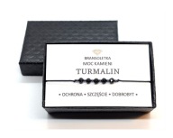 Bransoletka Kamienie Naturalne Czarny Turmalin Ochrona Szczęście + Gratis