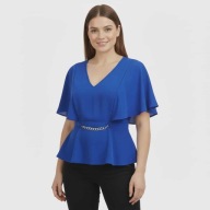 Star Debenhams granatowa bluzka L 40 dopasowana góra rozkloszowany dół