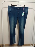 cecillia classics 54 spodnie dżins strecz z wysokim stan niebieskie granat