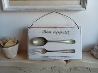 OBRAZ DESKA DEKOR STARE SZTUĆCE, SHABBY CHIC