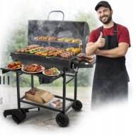 GRILL GRIL OGRODOWY WĘGLOWY POKRYWA POPIELNIK TERMOMETR DUŻY XXL PRZENOŚNY