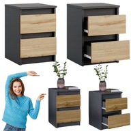 SZAFKA NOCNA CZARNA DĄB Z SZUFLADAMI PRODUKT POLSKI DO SYPIALNI SALONU