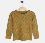 Bawełniana bluzka dziecięca na długi rękaw zielona w pierniczki 98 (3 lata)