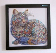 Robótkownia Obraz gotowy haft diamentowy KOT w ramce 28,5x28,5