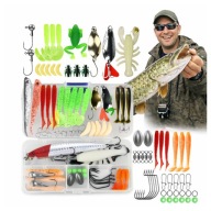 Zestaw 62x Przynęt Wędkarskich Spinningowych Gumy Woblery Akcesoria Pudełko