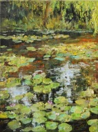 Nenufary" obraz olejny na płótnie 30x40cm , oryginał Garncarek Al,,,
