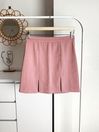 Pudrowo różowa mini spódniczka NA-KD S z wysokim stanem rozcięciami preppy