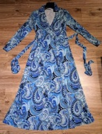 Sukienka maxi długa kopertowa niebieska 38 M