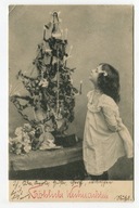 BOŻE NARODZENIE - DZIEWCZYNKA, CHOINKA, ANIOŁEK, LALKA - 1904