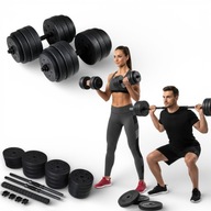 REGULOWANE HANTLE FUNFIT 40 KG 2X20 KG Z FUNKCJĄ SZTANGI DOMOWA SIŁOWNIA