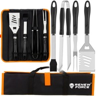 STALOWY ZESTAW GRILLOWY AKCESORIA PRZYBORY DO GRILLA 4W1 +ETUI SUPER JAKOŚĆ