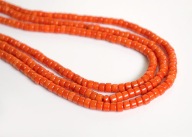 Naturalny KORAL koralowiec pomarańczowy Oponki wałeczki 4,5mm sznur