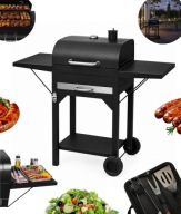 GRILL WĘGLOWY OGRODOWY POKRYWA WBUDOWANY POPIELNIK TERMOMETR OTWIERACZ BBQ