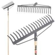 GRABIE METALOWE OGRODOWE DO LISCI OGRODU WZMOCNIONE SOLIDNE DREWNIANY TRZON